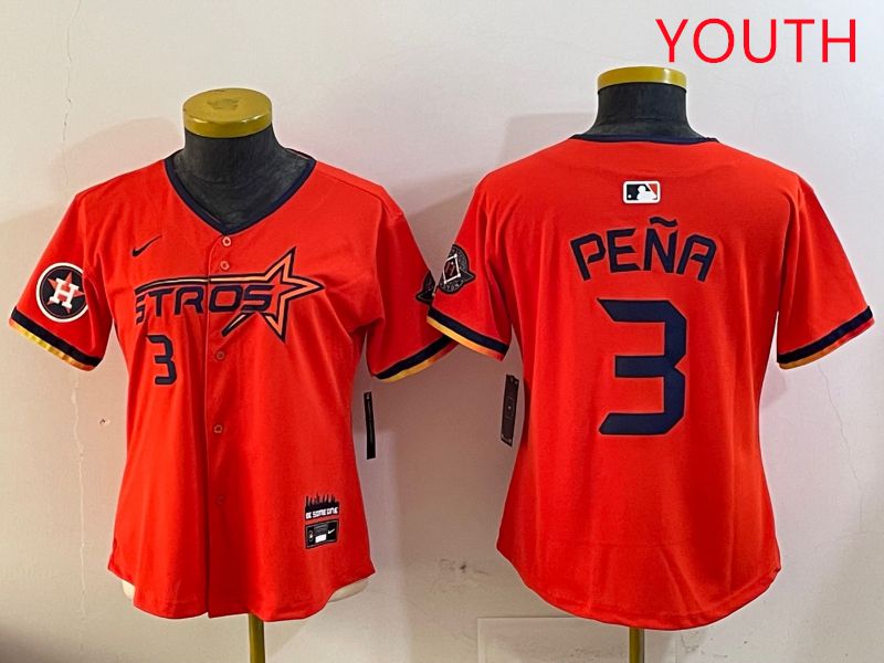Youth Houston Astros Blank 3 Pena Three generations Joint Name 2025 Nike MLB Jersey style 11